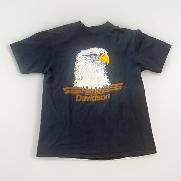 Harley-Davidson Black Vintage Eagle Graphic T 80s RARE Large See Photos - Picture 1 of 5
